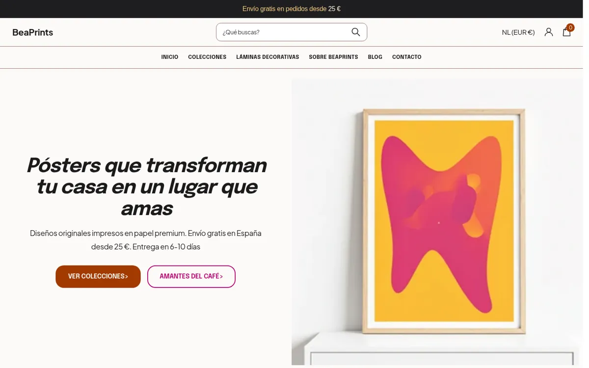 Captura de la web de BeaPrints