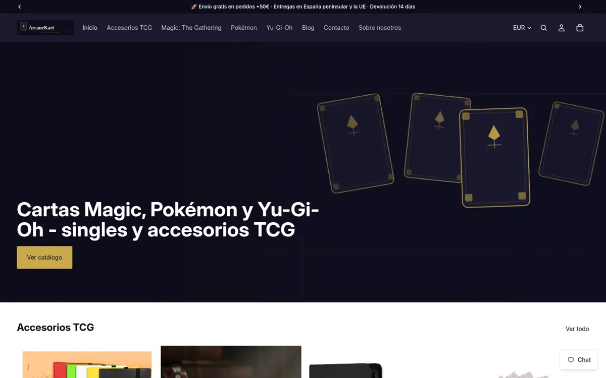 Captura de la web de ArcaneKart